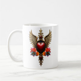 Caneca De Café Elegant luxurious heart emblem.