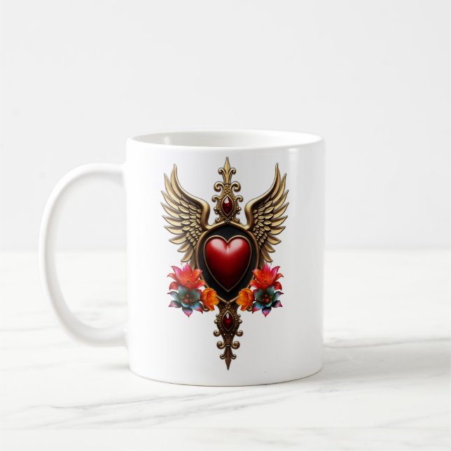 Caneca De Café Elegant luxurious heart emblem. (Esquerda)