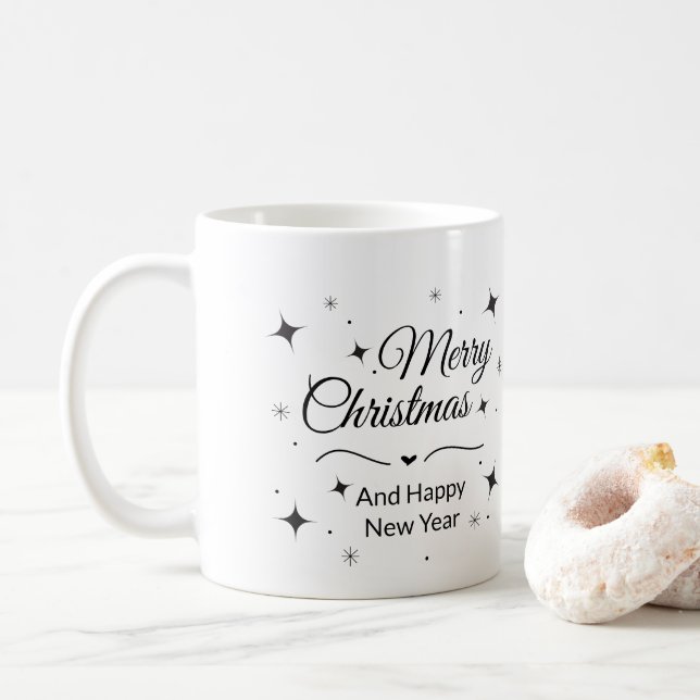 Caneca De Café Elegant Merry Christmas and Happy New Year  (Com Donut)