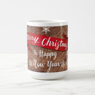 Caneca De Café Elegant Merry Christmas Script White Snowflakes