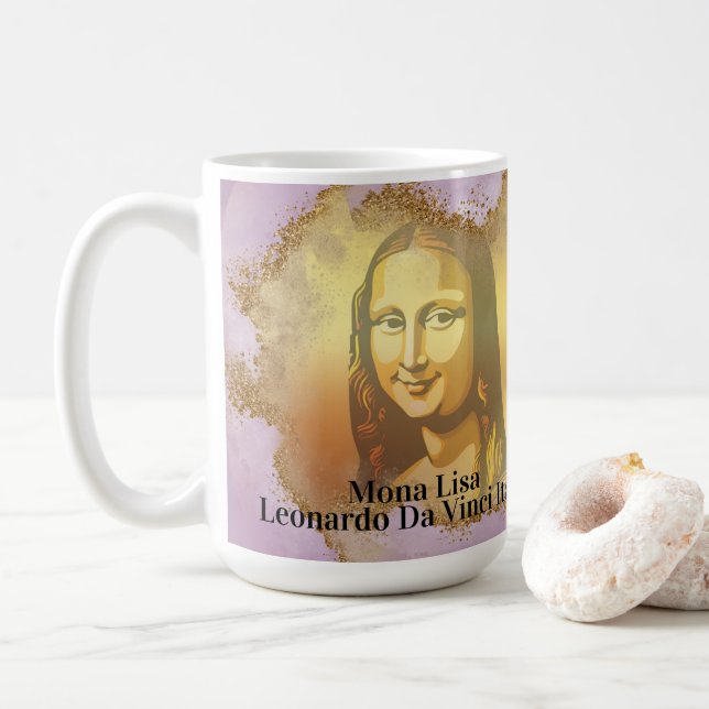 Caneca De Café Elegant Mona Lisa Gioconda Leonardo Da Vinci (Com Donut)