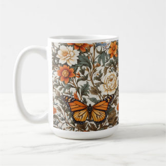 Caneca De Café Elegant Monarch Butterfly William Morris Inspired 