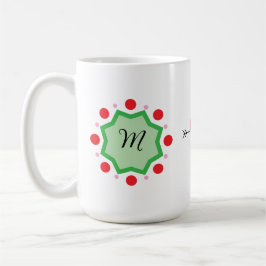Caneca De Café Elegant Monogram Letter M – Green Emblem with Red 
