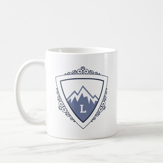 Caneca De Café Elegant Mountain Crest Monogram (Esquerda)
