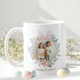 Caneca De Café Elegant Pastel Easter Photo Mug | Bunny Frame