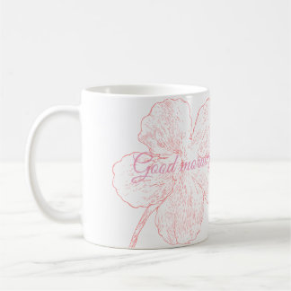 Caneca De Café ​Elegant Pink Floral Good Morning Bella