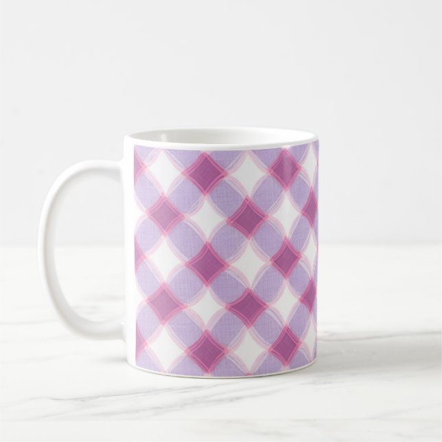 Caneca De Café Elegant Pink Purple Geometric Pattern Mug (Esquerda)