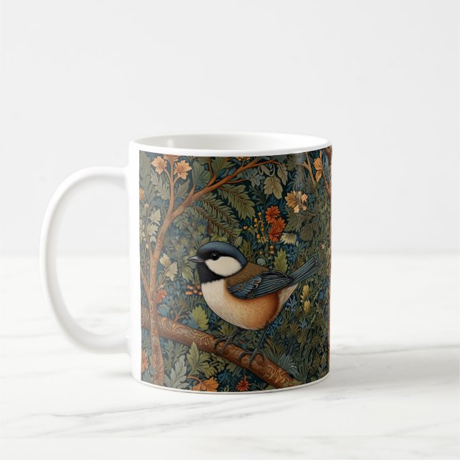 Caneca De Café Elegant Retro Art Nouveau woodland bird (Esquerda)