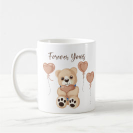 Caneca De Café Elegant Rose Gold Forever Yours Teddy Bear Hearts