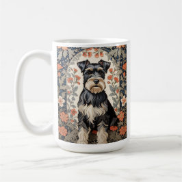 Caneca De Café Elegant Schnauzer William Morris Inspired Floral
