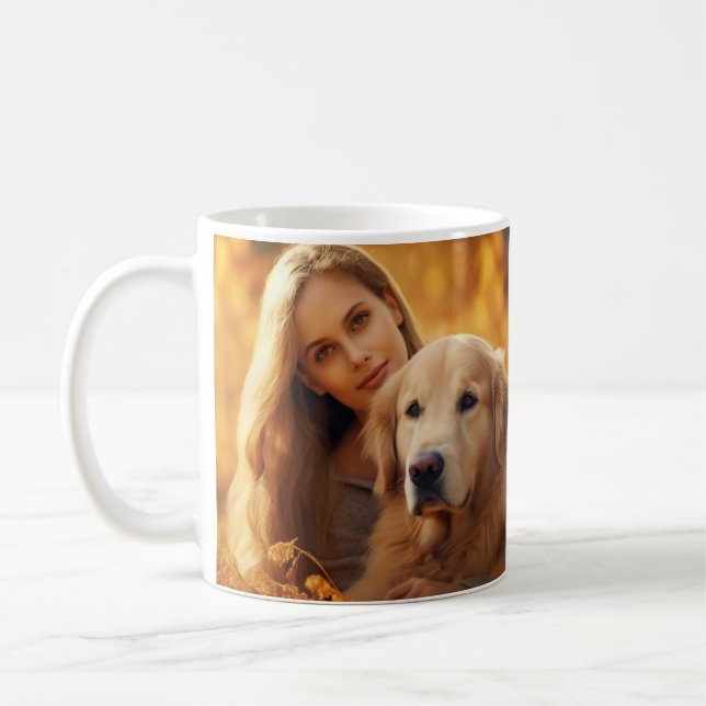 Caneca De Café Elegant Simple Custom Pet's Simple Modern Photo (Esquerda)