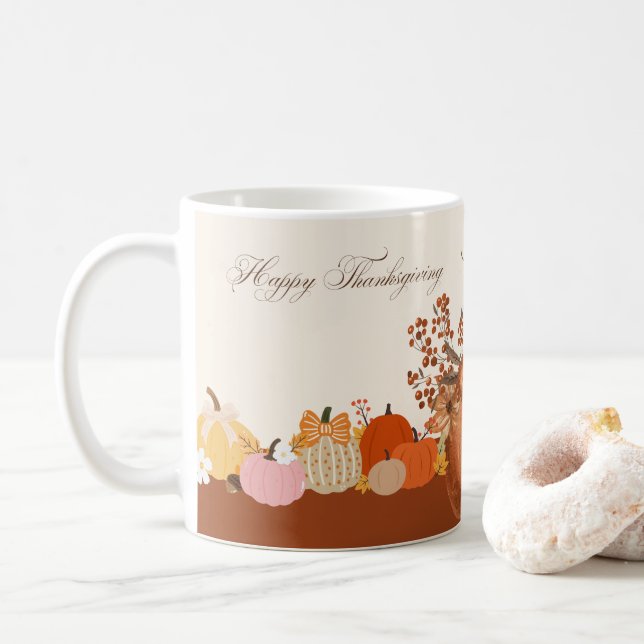 Caneca De Café Elegant Thanksgiving Pumpkin Art (Com Donut)