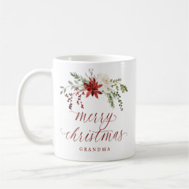 Caneca De Café Elegant Watercolor Berries Photo Merry Christmas