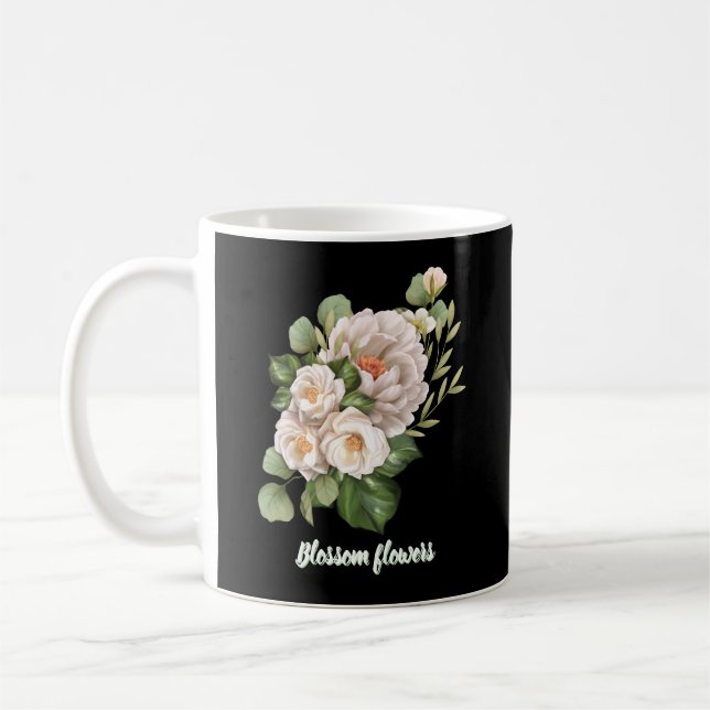 Caneca De Café Elegant white floral bouquet with green leaves (Esquerda)