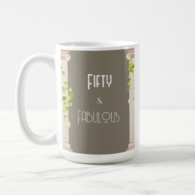 Caneca De Café Elegante 50 Fabuloso Tema Grego de Aniversário Bro (Esquerda)