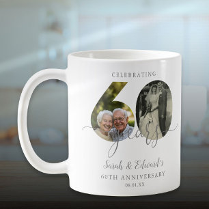 Caneca De Café Elegante 60º Aniversário de Casamento 2 Foto