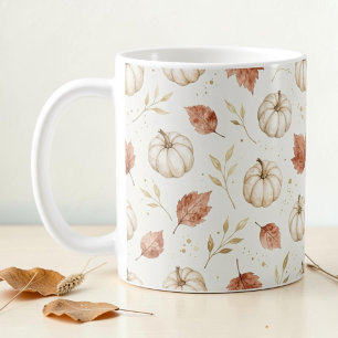 Caneca De Café Elegante Abóbora Aquarela Outono