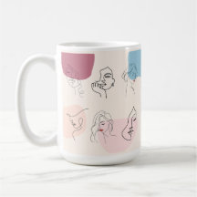 Elegante Abstrato Woman Line Art Mug