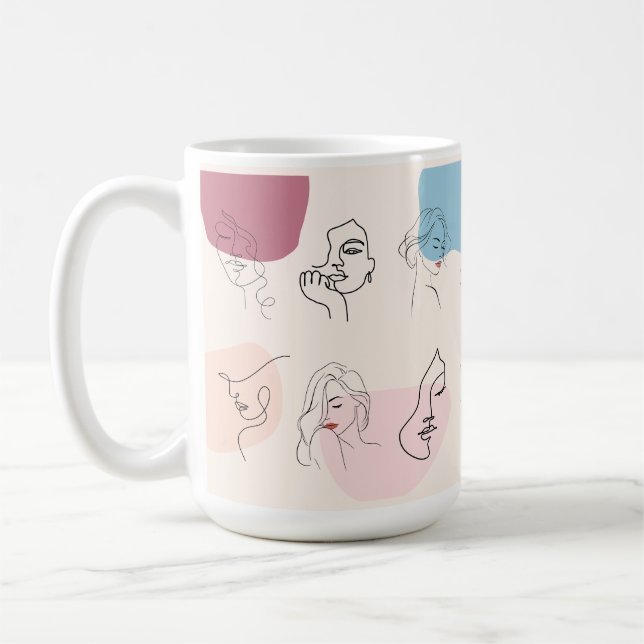 Caneca De Café Elegante Abstrato Woman Line Art Mug (Esquerda)