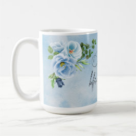 Caneca De Café Elegante Algo Chá de panela Floral Azul