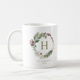 Caneca De Café Elegante Aquarela Monograma da Terra de Natal