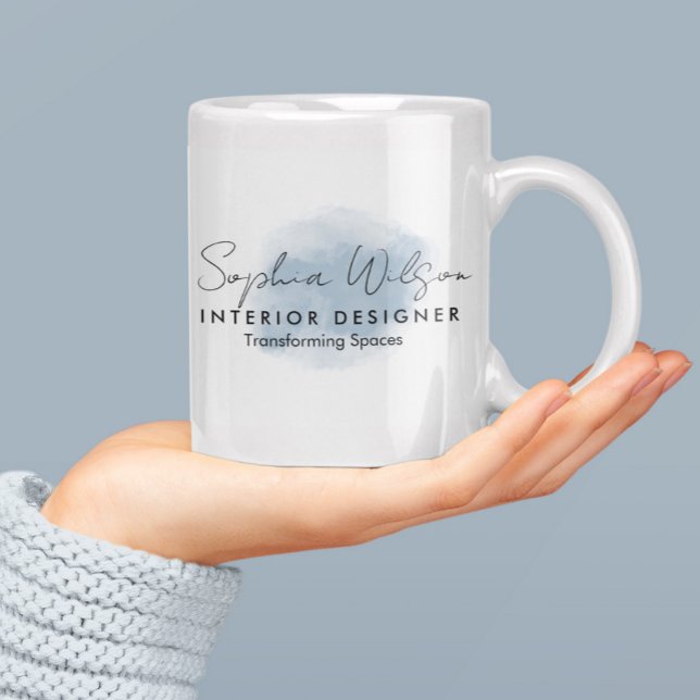 Caneca De Café Elegante Assinatura em Aquarela para Negócios Prof (Criador carregado)