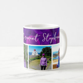 Caneca De Café Elegante Bandeira Roxa 4 Fotos Feliz Aposentadoria