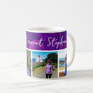 Caneca De Café Elegante Bandeira Roxa 4 Fotos Feliz Aposentadoria