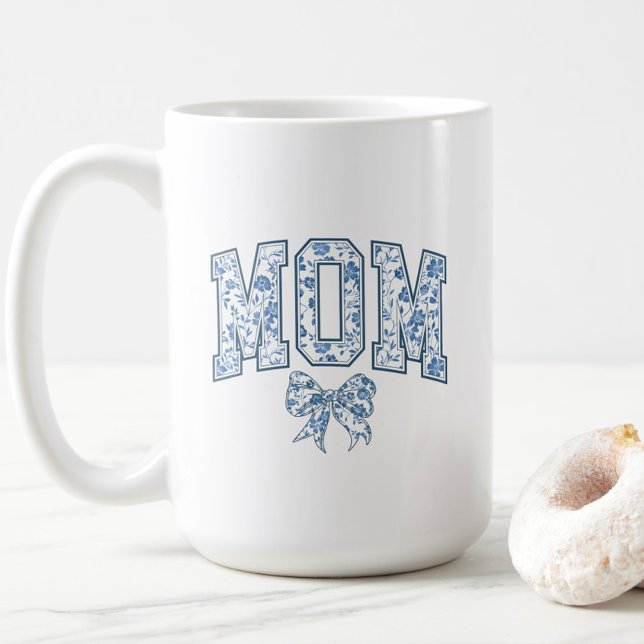 Caneca De Café Elegante Blue Arco Chinoiserie Mãe (Elegant Blue Chinoiserie Mom Mug, Mother's Day Gift, New Mom, Trendy, Mom to Be, Baby Shower Chic)