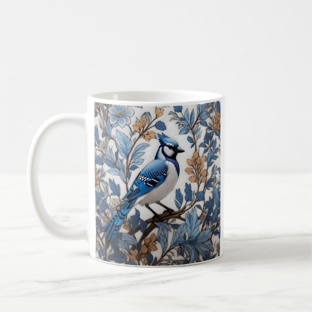 Caneca De Café Elegante Blue Jay William Morris Inspirou (Esquerda)
