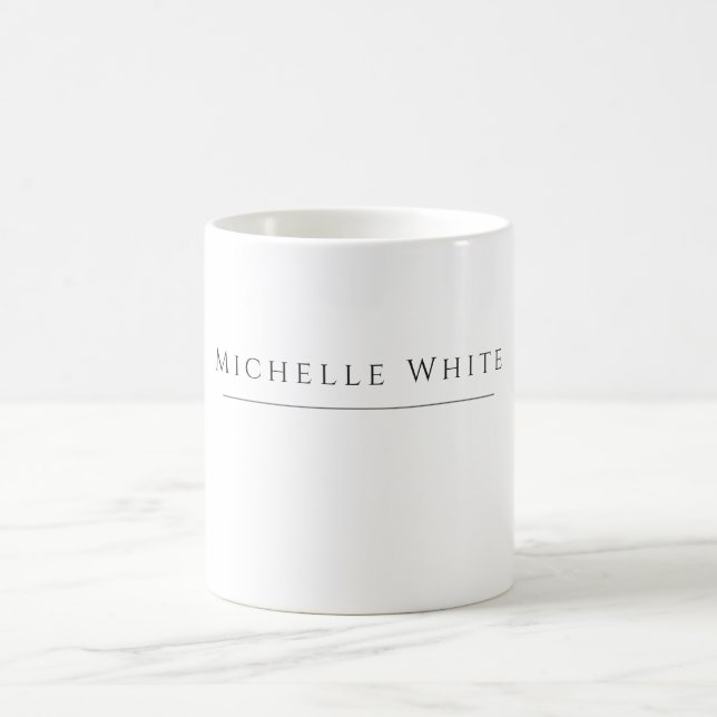 Caneca De Café Elegante Branco Profissional Moderno Simples (Centro)