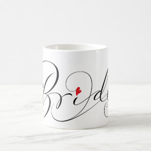 Caneca De Café Elegante Bride Wrap Calliografia Script Red Heart