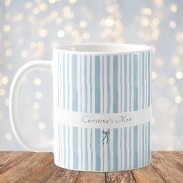 Caneca De Café Elegante Casa de Campo com Listra Azul Claro Grand
