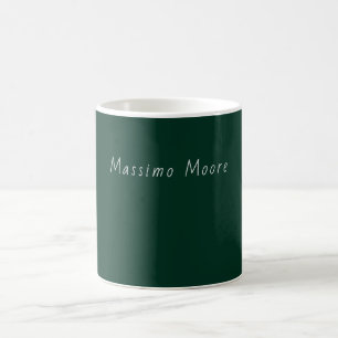 Caneca De Café Elegante Casual Verde Escuro Próprio Nome Escrito