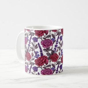 Caneca De Café Elegante Chic Colorido Estiloso Rosas Rústicas