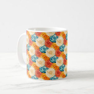 Caneca De Café Elegante Chic Colorido Moderno Rosas
