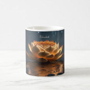 Caneca De Café Elegante Chic Gold Lotus Ioga