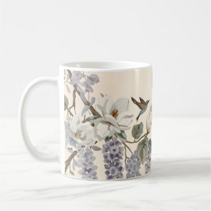Caneca De Café Elegante Chinoiserie de Flores e Pássaros