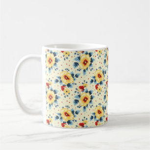 Caneca De Café Elegante Chique Colorido Moderno Flores