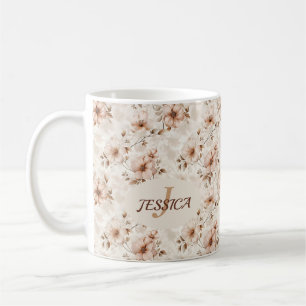 Caneca De Café Elegante Chique Estiloso Vintage Script Pastel Flo