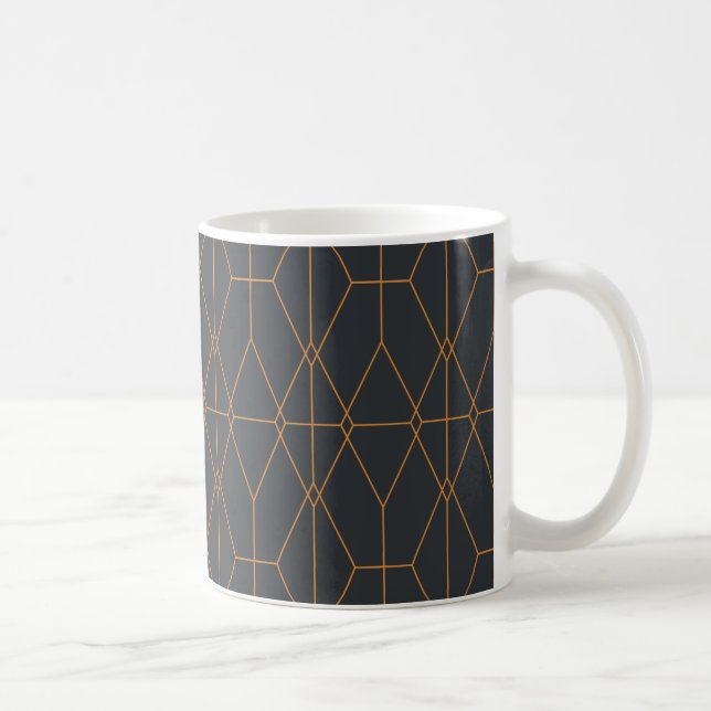 Caneca De Café Elegante, chique, simples, padrão de arte de linha (Direita)