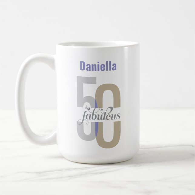 Caneca De Café Elegante Cinquenta e Fabuloso 50º Aniversário (Esquerda)