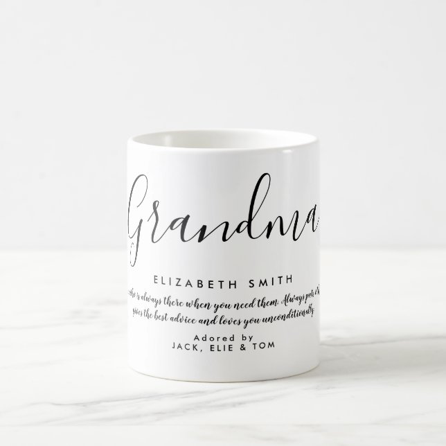 Caneca De Café Elegante Citação de Avó em Script Feminino (Centro)