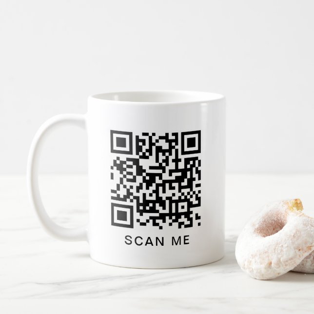 Caneca De Café Elegante Código QR Moderno Digitalize-me Crie o Se (Com Donut)