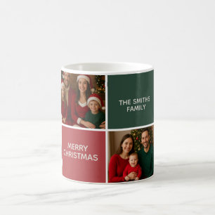 Caneca De Café Elegante colagem moderno VERMELHO Sage feliz Natal