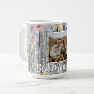 Caneca De Café Elegante cor d'água, flores silvestres laranja-cas