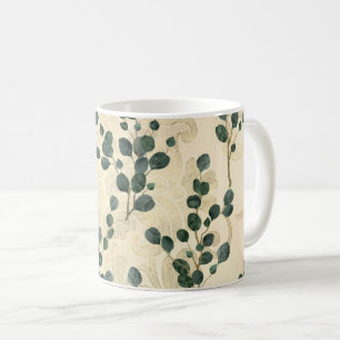 Caneca De Café Elegante Cream Green Whimsical Eucalyptus Greenery