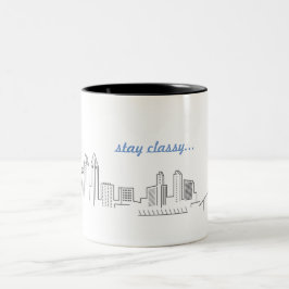 Caneca de café elegante da estada da skyline da