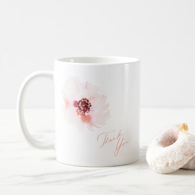 Caneca de Café Elegante de Flores de Agradecimento (Com Donut)