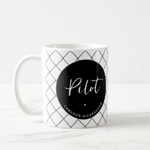 Caneca De Café Elegante de Graduação da Escola de Aviação Piloto 